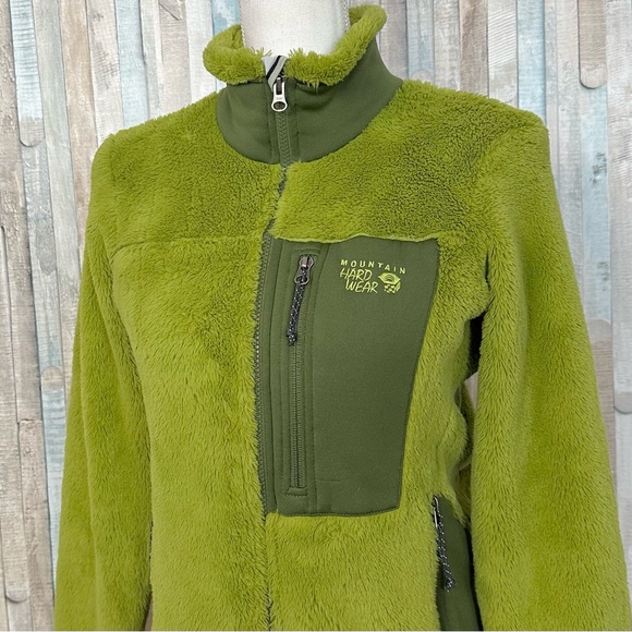 Mountain Hardwear S Monkey Fleece Full Zip Front Jacket High Pile Lime Green - Picture 4 of 10